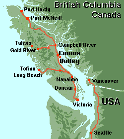 Map of Vancouver Island, Holiday Vacation Information